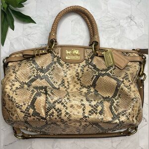 Coach Madison Lindsey Ltd Ed Python Embossed Leather Satchel Shoulder Bag Purse